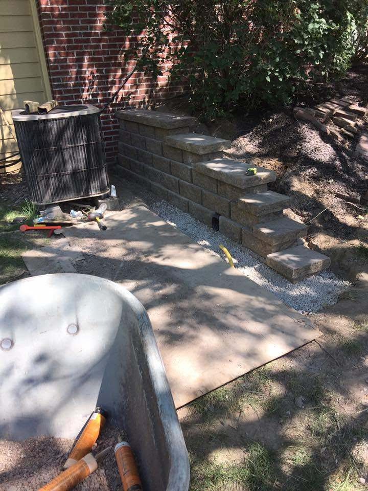 Retaining wall under construction